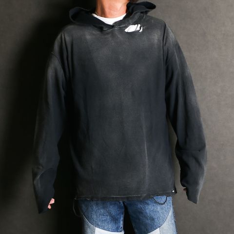 Distressed Light Weight Hoodie - BLACK / ライトウエイト フーディー / G15HD089