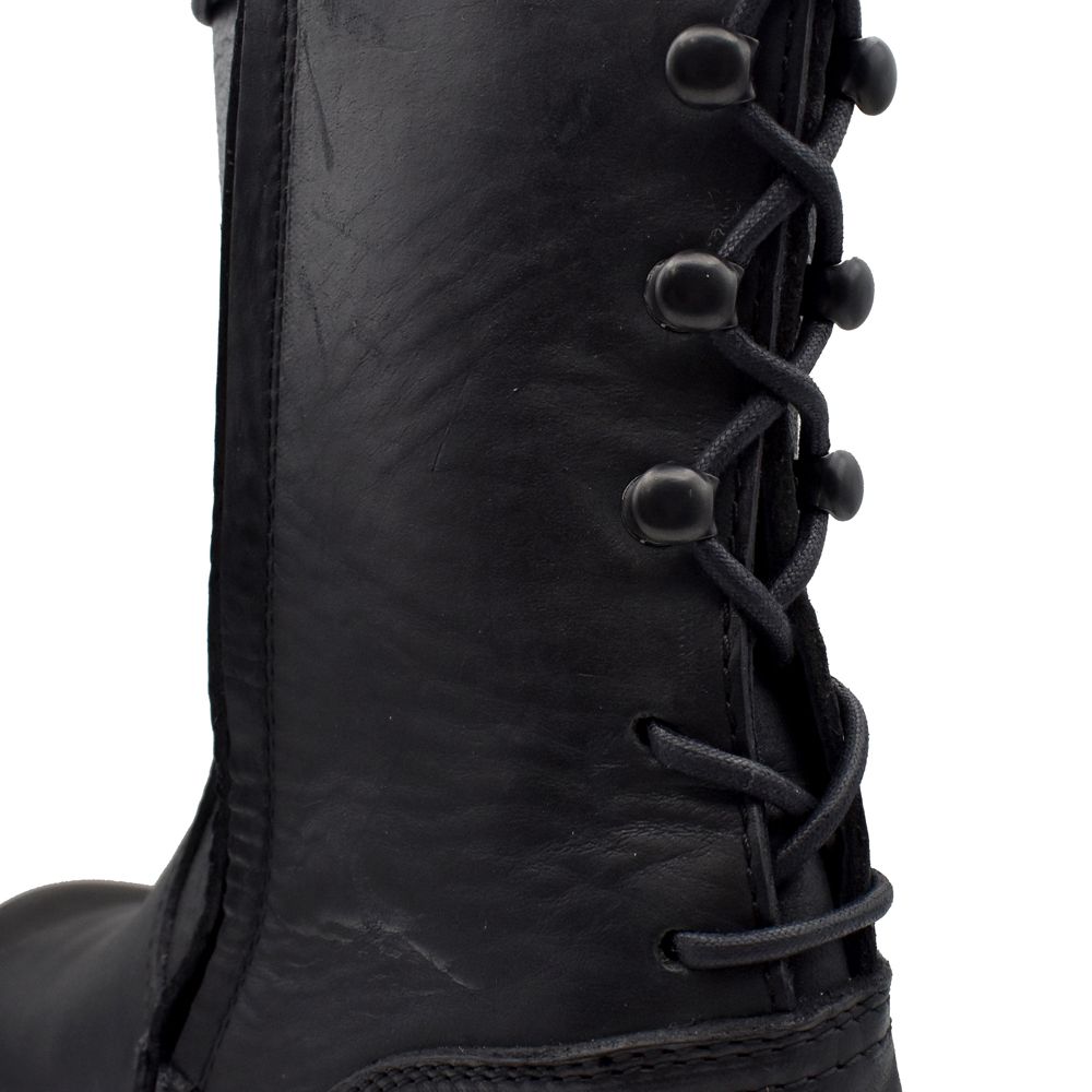 Leather Back Laceup Boots - BLK / MGK-008