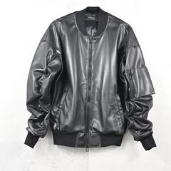 DAVID JACKET - BLACK / エコレザーMA-1ジャケット / RC41-JK-003 / MA-1