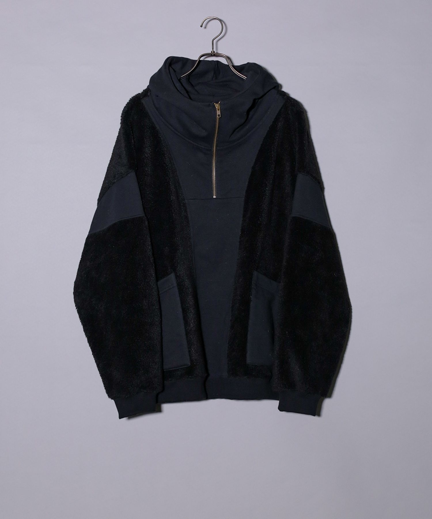 BOA×SWEAT HOODIE / ボア×スウェット ハーフジップパーカー / 179203