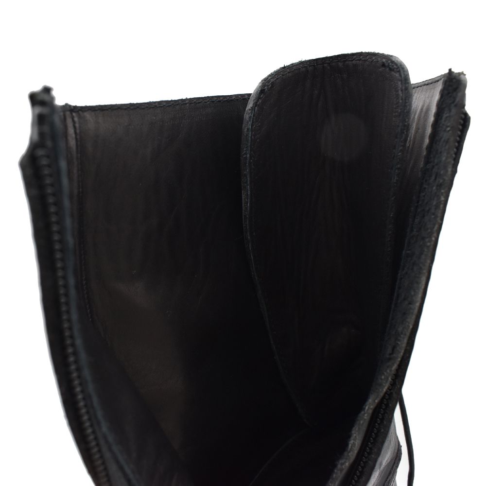 Leather Back Laceup Boots - BLK / MGK-008