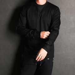 SUPER MERCERIZED LONG SLEEVE T-SHIRT - BLACK / ダブルシルケット ベーシック ロングスリーブTシャツ / UST-24059
