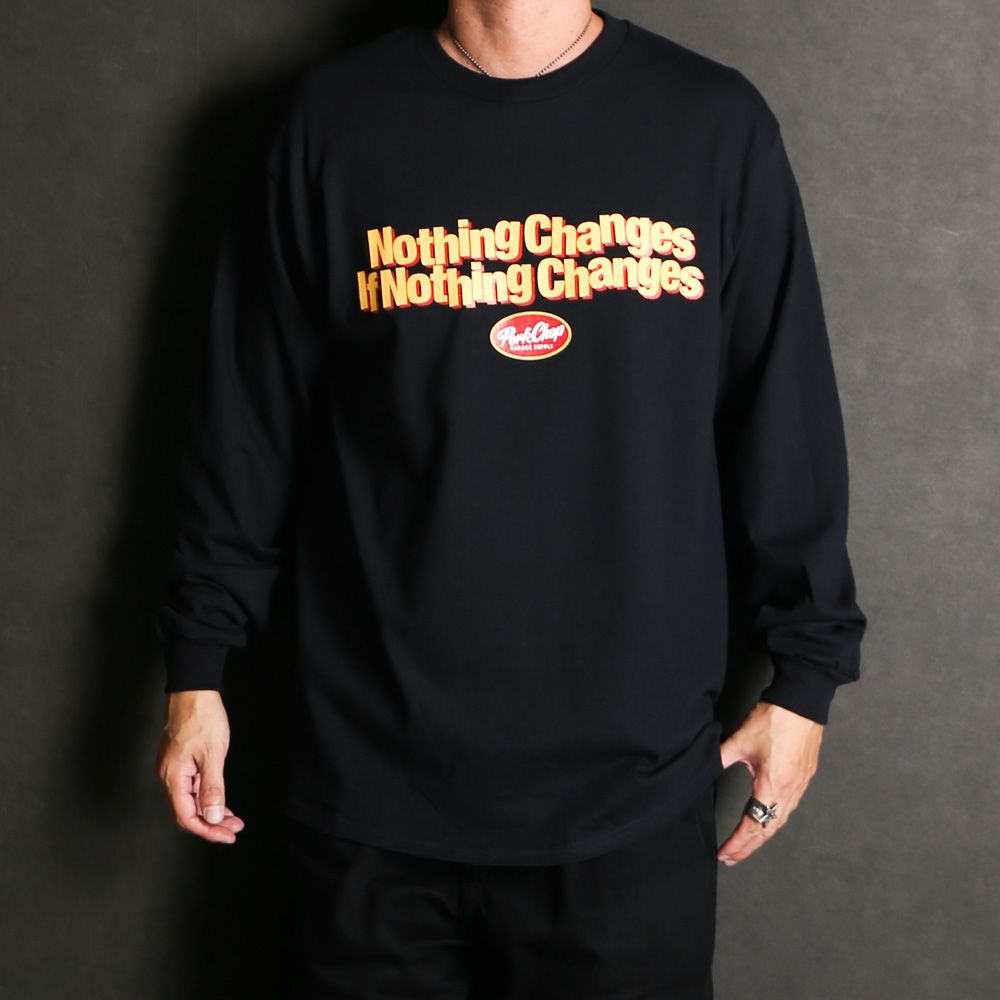 NC OVAL SCRIPT L/S TEE - BLACK / ロングスリーブTシャツ