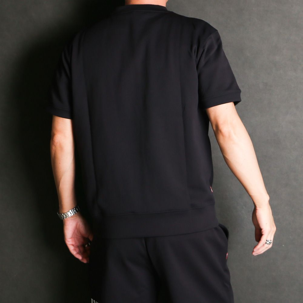 SPIRAL KNIT ZIP TEE - BLACK  / グラフィック ニットTシャツ / 15013
