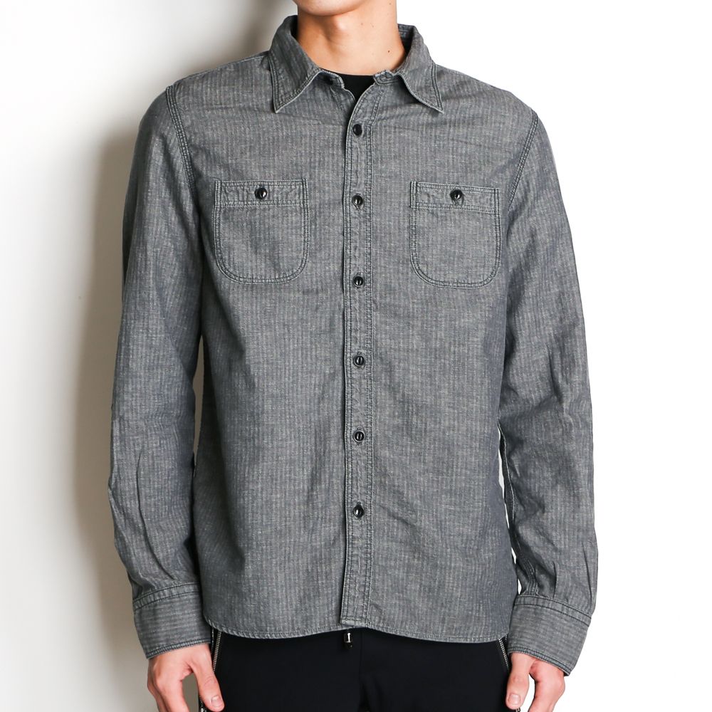 HERRINGBONE INDIGO CHAMBRAY WORK SHIRTS / ヘリンボン シャンブレー ワークシャツ / TSH-F2003