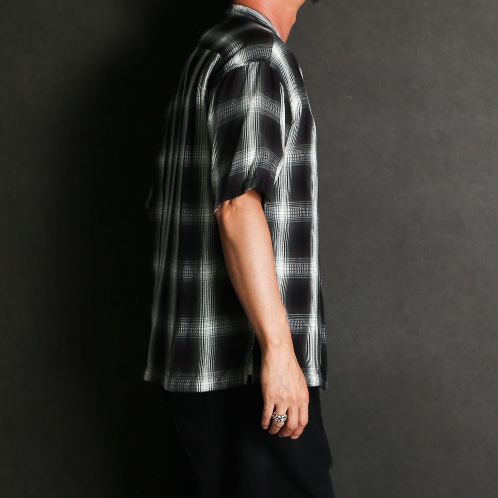 Rayon Dobby Plaid S.S Open Collar SH - BLT / 2604-5004