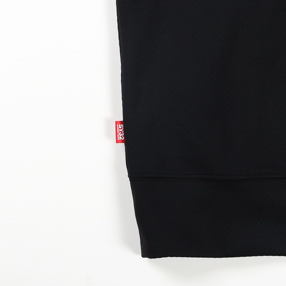 SPIRAL KNIT ZIP TEE - BLACK  / グラフィック ニットTシャツ / 15013