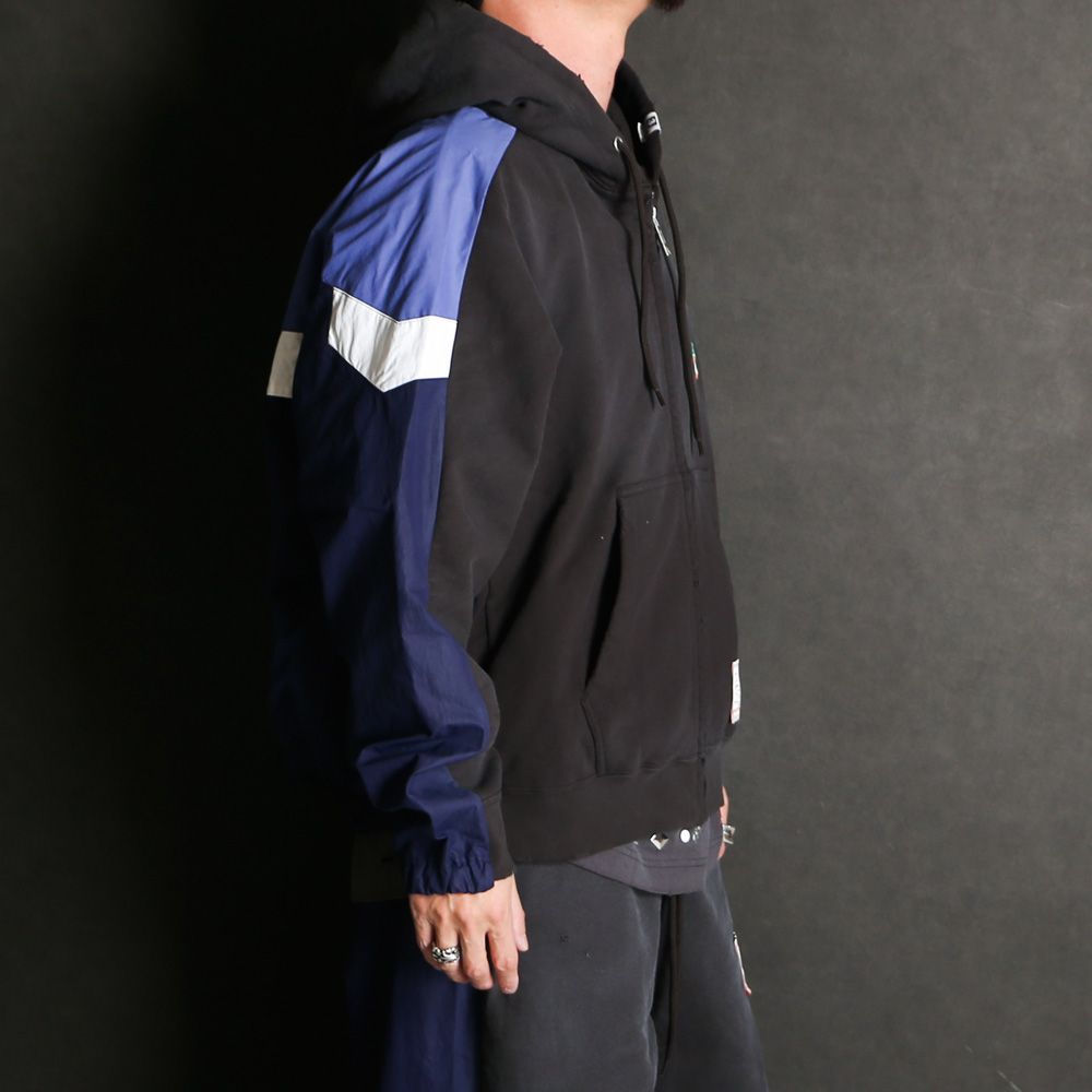 Track Jacket Combined Parka - BLACK / トラックジャケット コンバインド パーカー / A16PK571