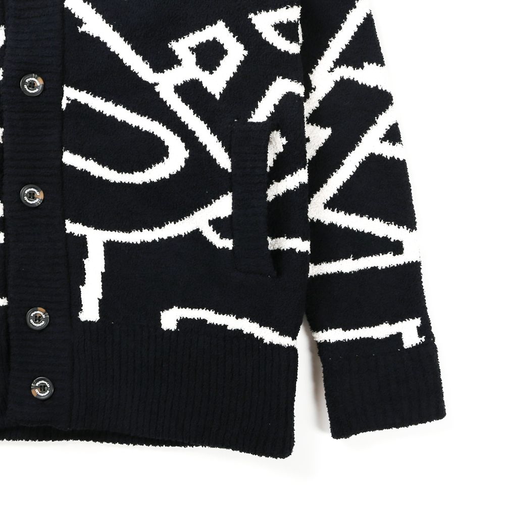 FLUFFY LETTERED LOGO SHAWL COLLAR CARDIGAN / ショールカラー カーディガン / USK-21017