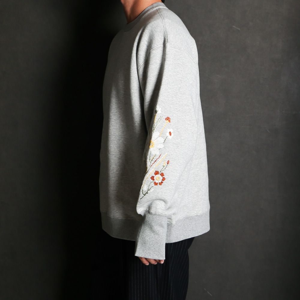 Embroidered Jacquard Crewneck Sweatshirt - Gray / クルーネック スウェット / SN-632B