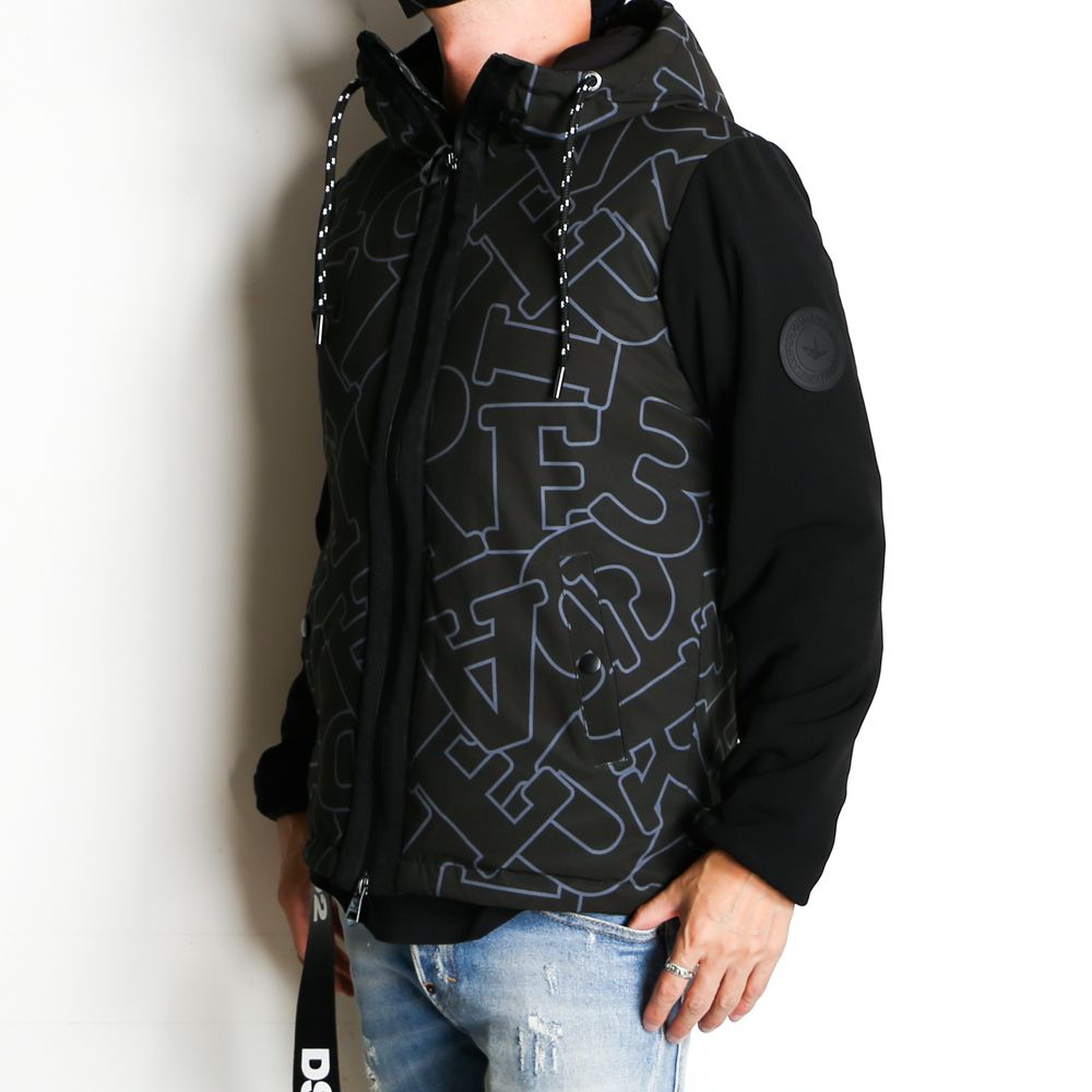 LETTERING SLEEVE SWITCH JACKET / ダイアゴナルロゴ ドッキング ダウンパーカー / USO-21044