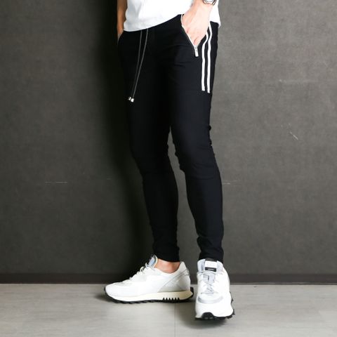 Johnson LINE NYLON PT - BKWH / ナイロンラインパンツ / BASIC-ST-009