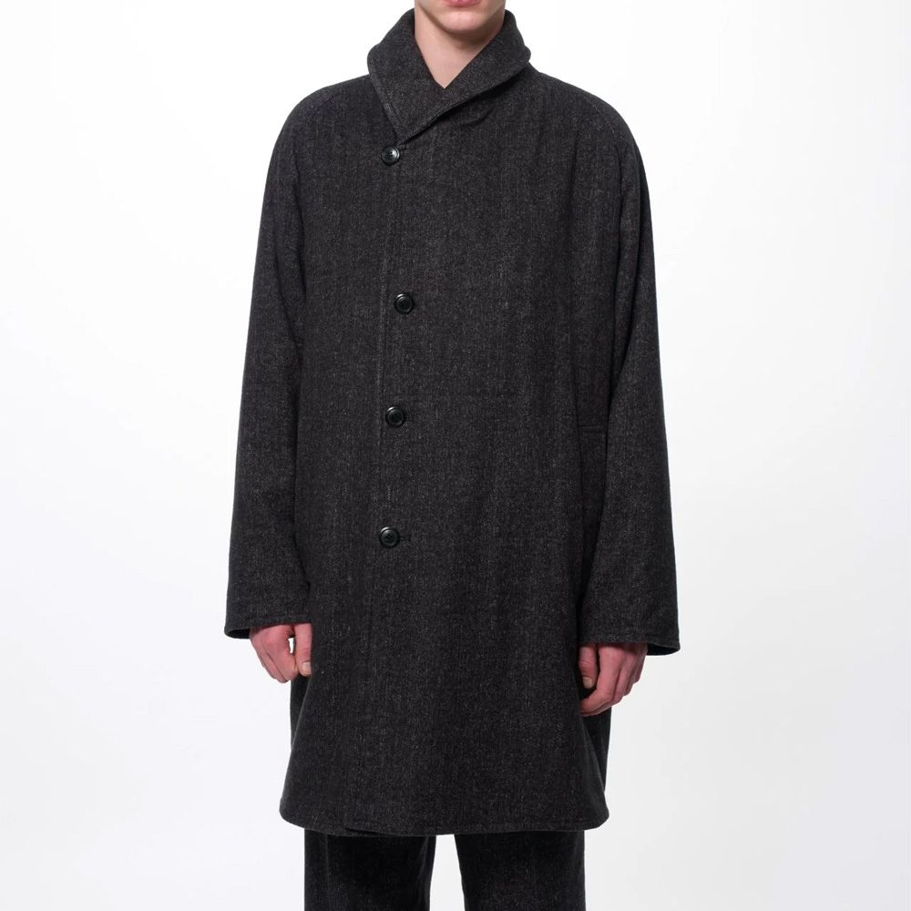 Shawl Collar Coat - Herringbone / ヘビーシルクフランネル - ショールカラーコート / M26C19CO01C