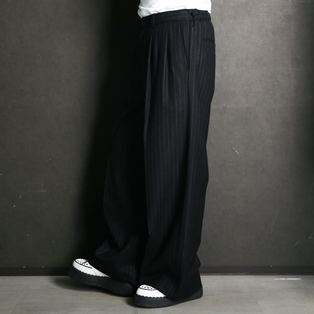 【ラスト1点-サイズ2】 "Jomon Relief" Wide Trousers - Black / ワイドトラウザー / TA26AW-PT063