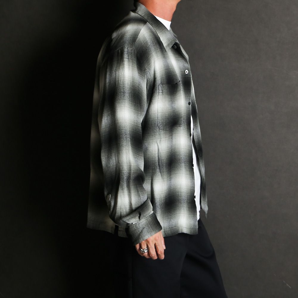 R.Flannel Ombre Open Collar SH - BLT / 2604-5002