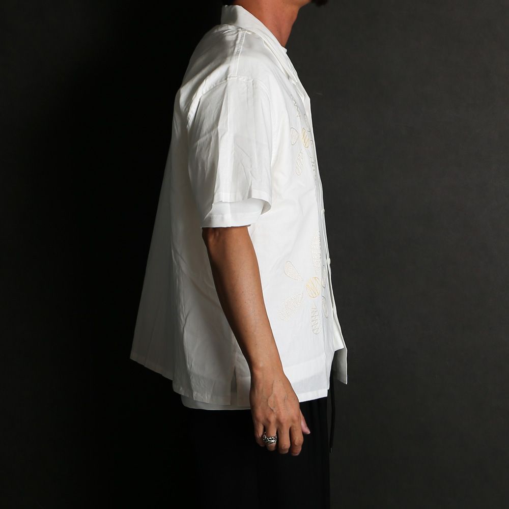 【ラスト1点-サイズS】 Aloha shirt - Big flowers embroidery / アロハシャツ - ビッグフラワーエンブロイダリー / SN-616A