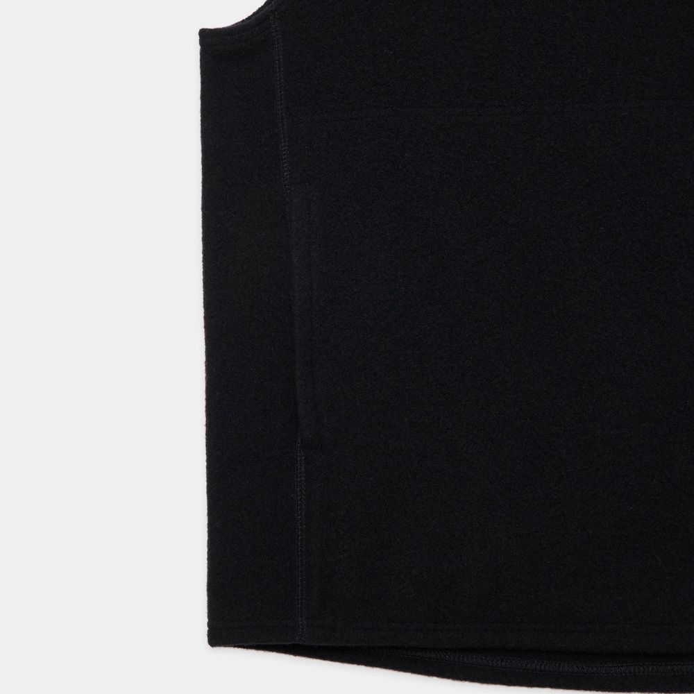 ZIP UP VEST - BLACK / スーパー130s ウールナッピング - ジップアップベスト / M25D10CS03A