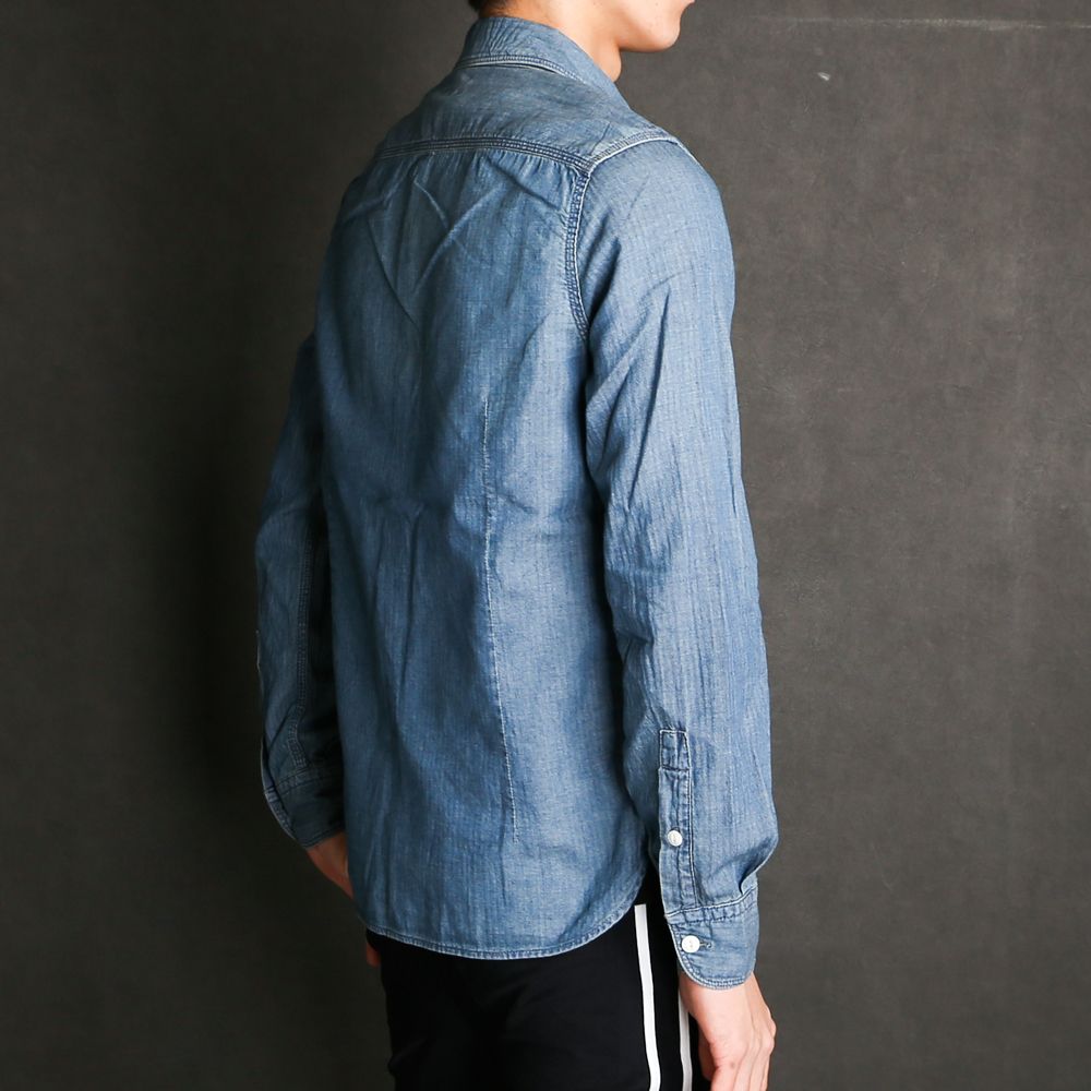 HERRINGBONE INDIGO CHAMBRAY WORK SHIRTS / ヘリンボン シャンブレー ワークシャツ / TSH-F2003
