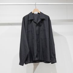 DOUBLE POCKET OPEN COLLAR SHIRT - CHAMBRAY BLACK / 2/72 ウールトロピカルワッシャー - ダブルポケット オープンカラーシャツ / M26A11SH01C