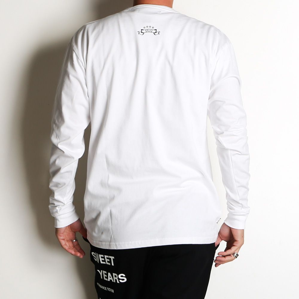 SANS SERIF LOGO L/S TEE - WHITE × BLACK / ロングスリーブTシャツ / 14178J-W