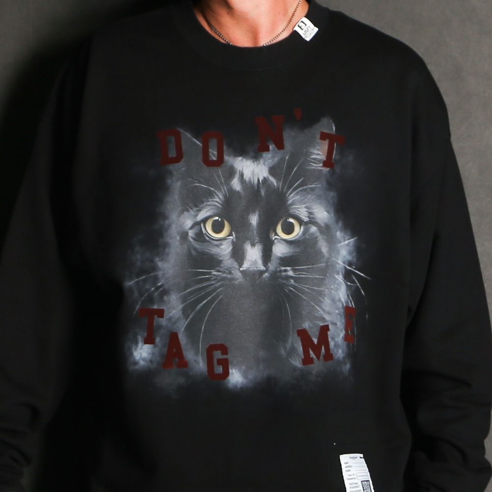 Cat Printed Sweatshirt - BLACK / キャット プリント スウェットシャツ / J17PO782