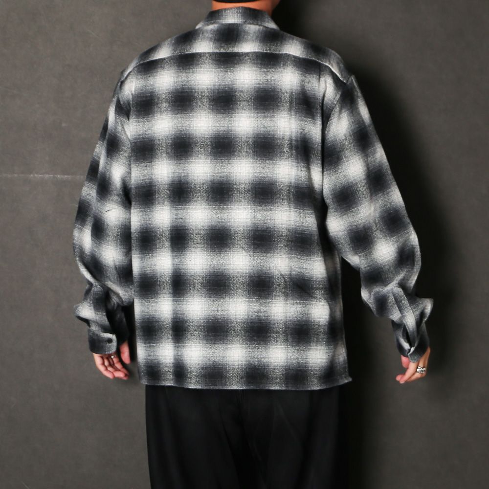 Wool Ombre Check L/S Shirt (26aw) - BLK / チェックシャツ / HS-100626