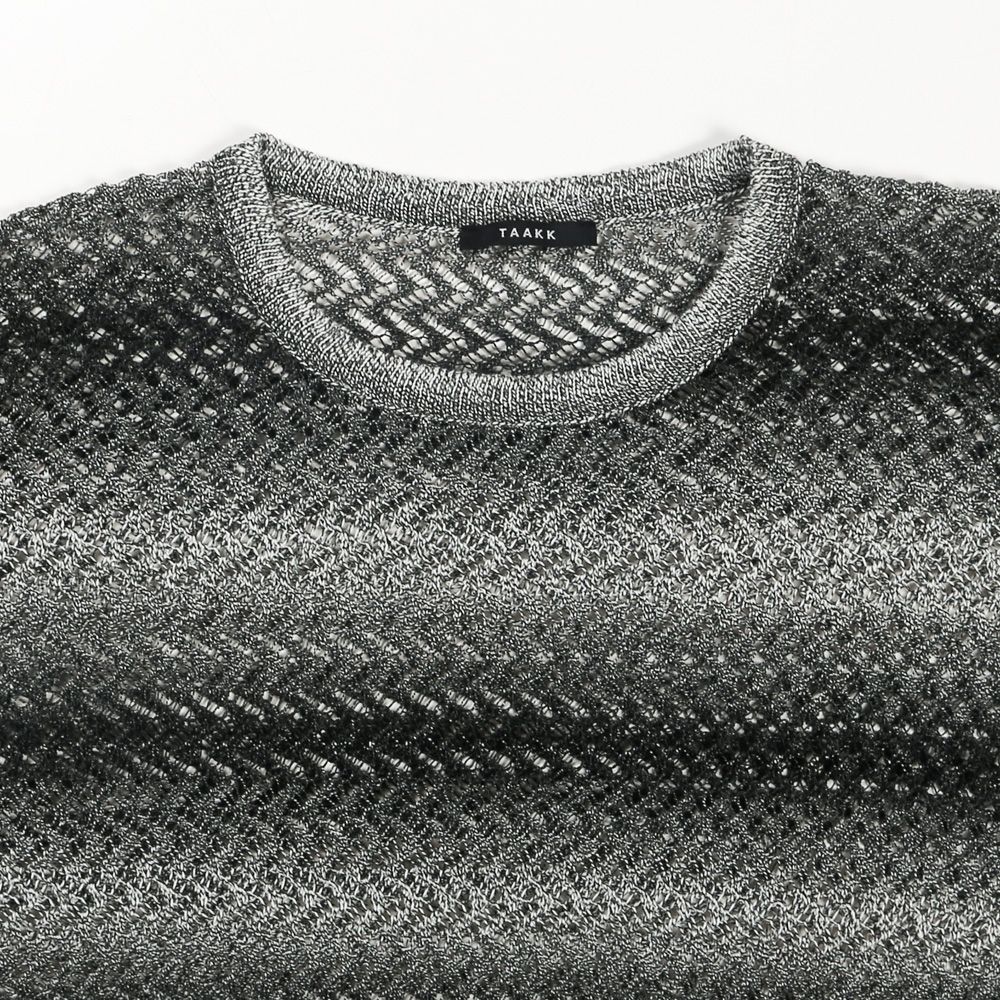 "Gradient-Striped Sheer Knit" Short Sleeve Knit - Black / グラデーション ニットトップ / TA26SS-KN047