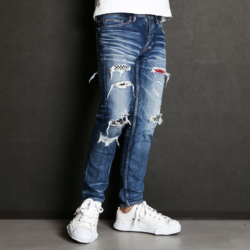 STRETCH DENIM 5P CROPPED TAPERED (DAMAGE REPAIR) / 5ポケット ストレッチデニム クロップドパンツ / TPT-S2104
