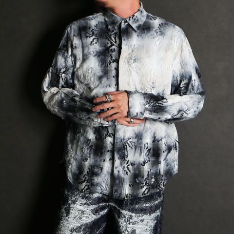 "Tie-Dye Check" Regular Shirt - Black / タイダイチェック レギュラーシャツ / TA26SS-SH023