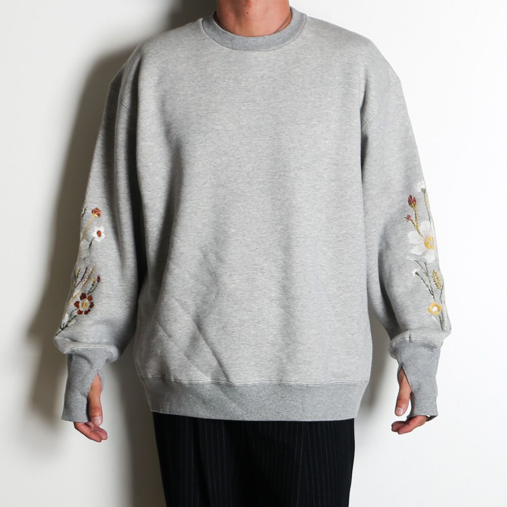 Embroidered Jacquard Crewneck Sweatshirt - Gray / クルーネック スウェット / SN-632B