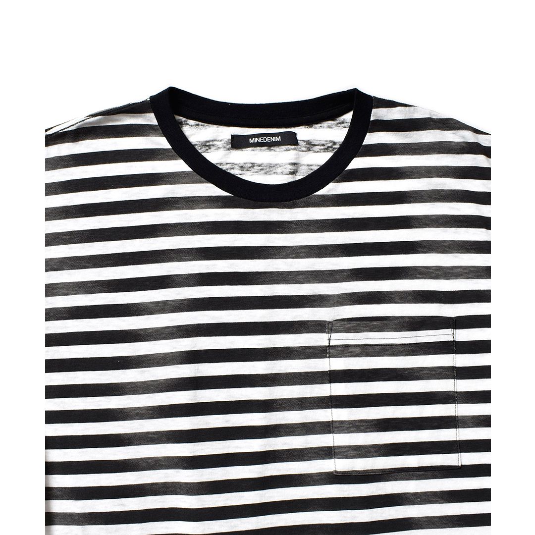 L 美品 MINEDENIM HAZY BORDER Tシャツ - Tシャツ/カットソー(半袖/袖なし)