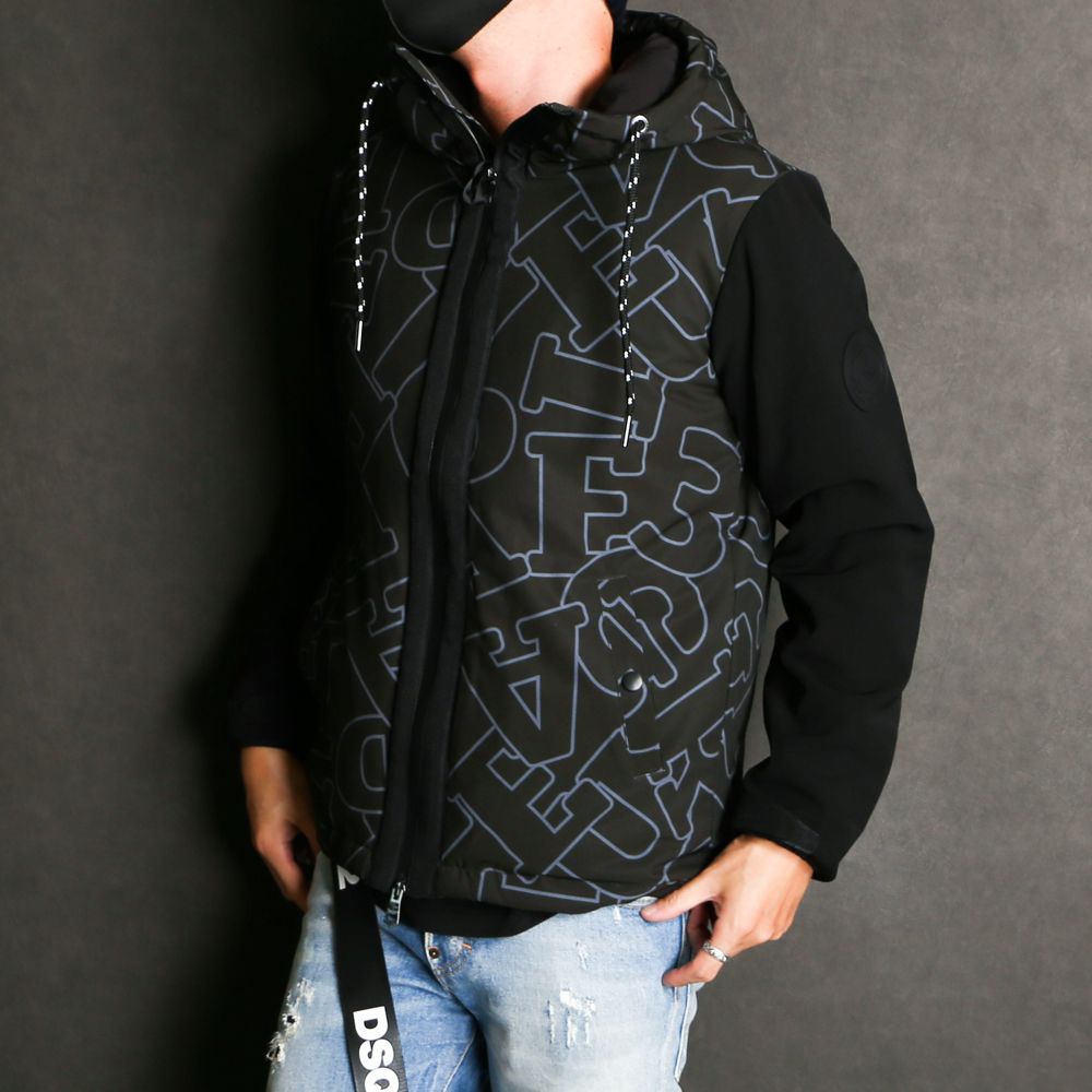 LETTERING SLEEVE SWITCH JACKET / ダイアゴナルロゴ ドッキング ダウンパーカー / USO-21044