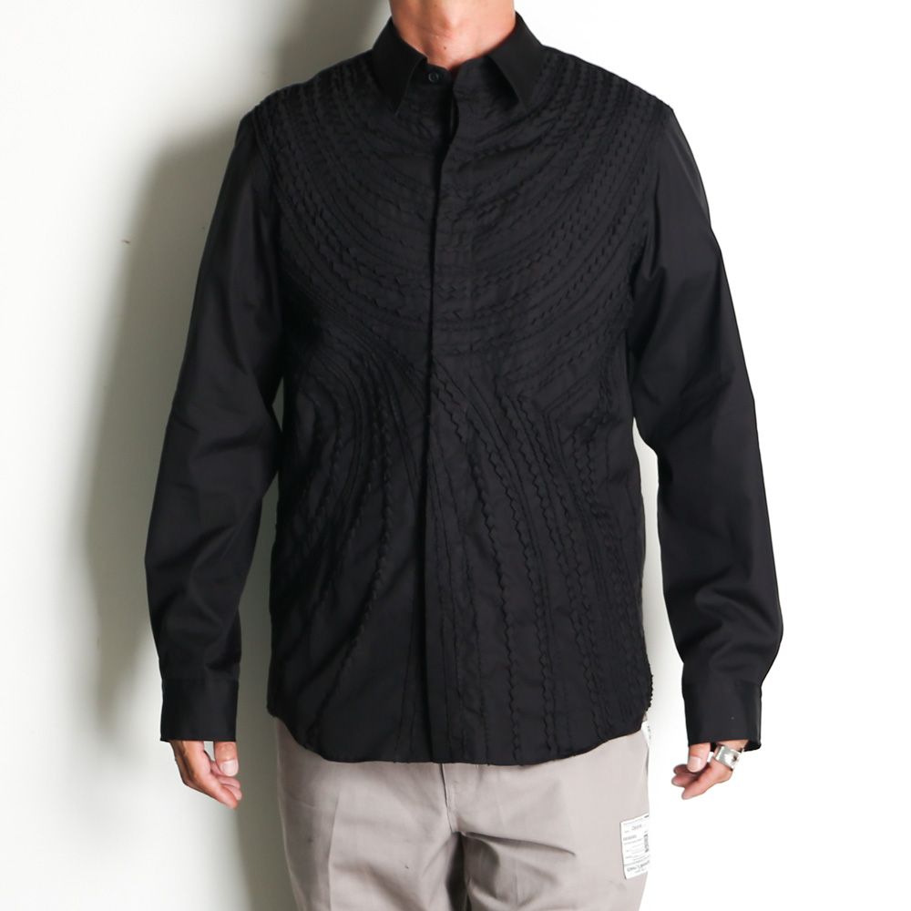 "Tape Embroidery" Embroidery Shirt - Black / レギュラーカラーシャツ / TA26AW-SH046