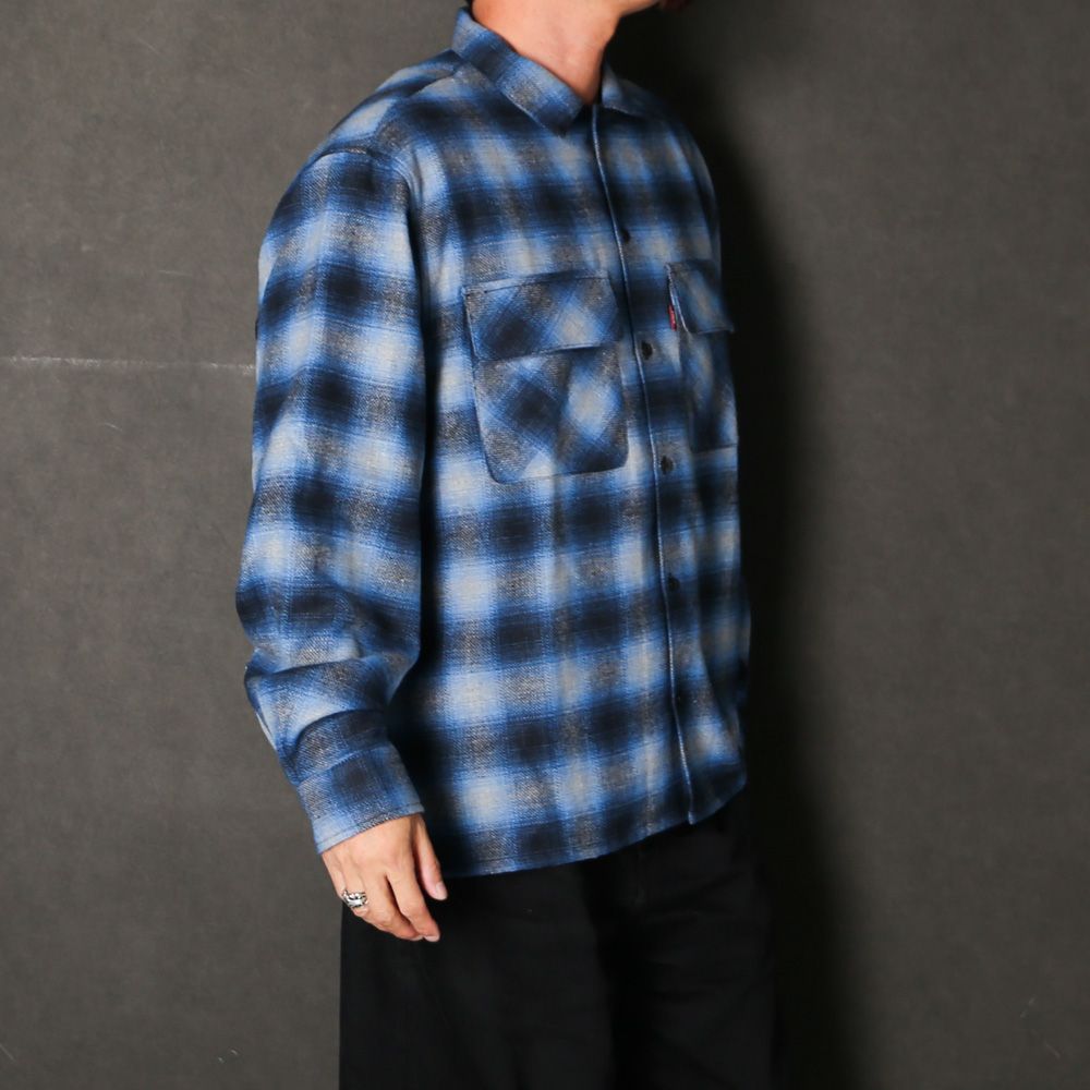 Wool Ombre Check L/S Shirt (26aw) - Blue / チェックシャツ / HS-100626