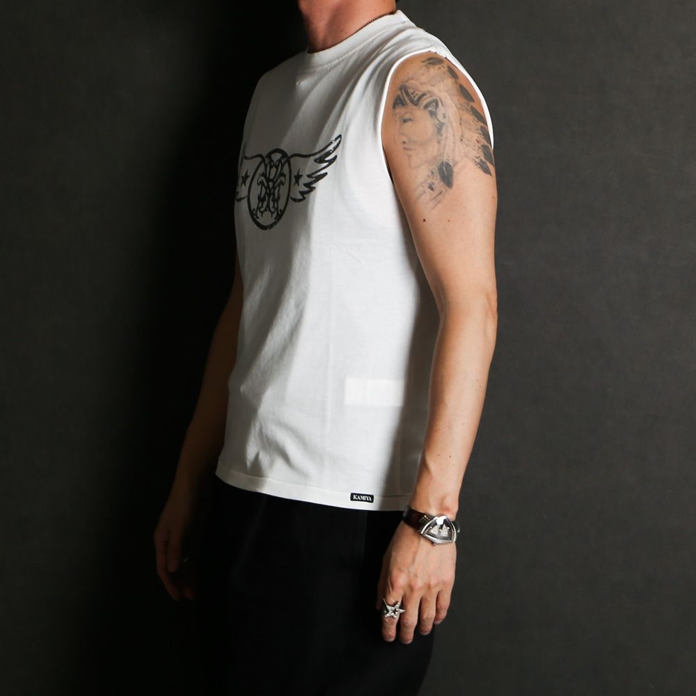 “AERO-KMY” Short N/S Tee T/C - WHITE / ノースリーブ Tシャツ / G16TS093