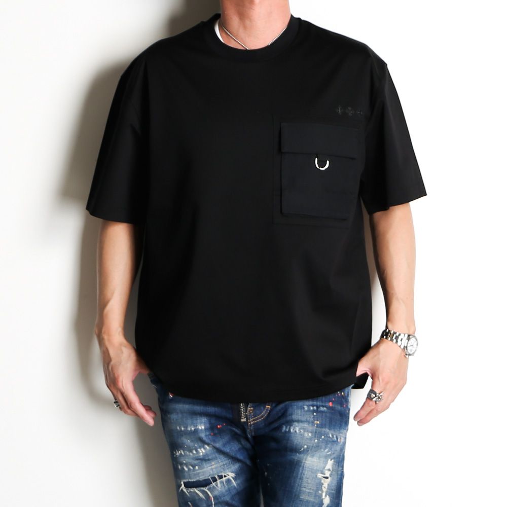 国内即発、上品な光沢【TATRAS】VENTO ヴェント Tシャツ TATRAS - VENTO - ヴェント - BLACK / Tシャツ / MTLA24S8008-M