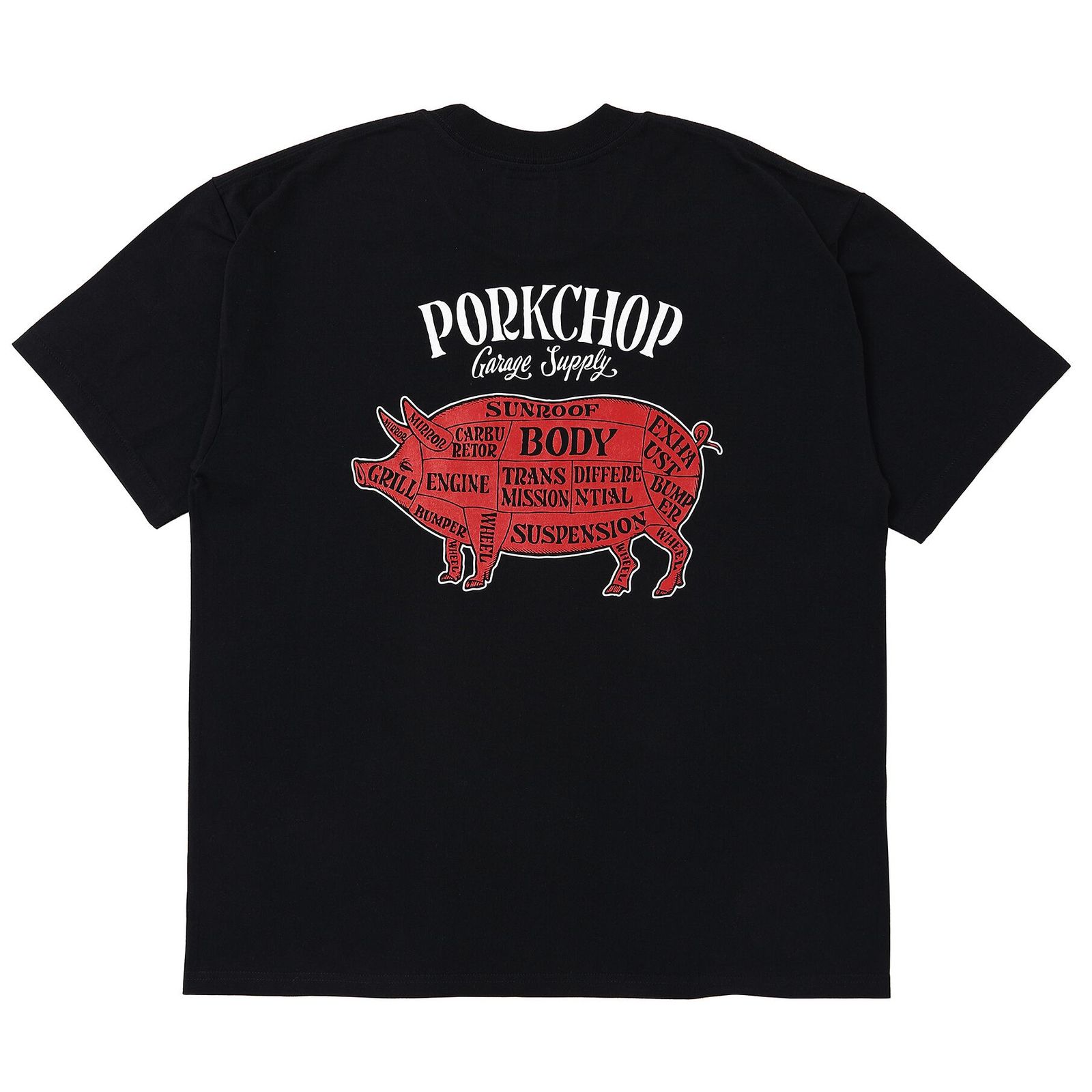 トップス PORKCHOP PORK BACK TEE PORKCHOP - PORK BACK TEE - BLACK / ショートスリーブTシャツ
