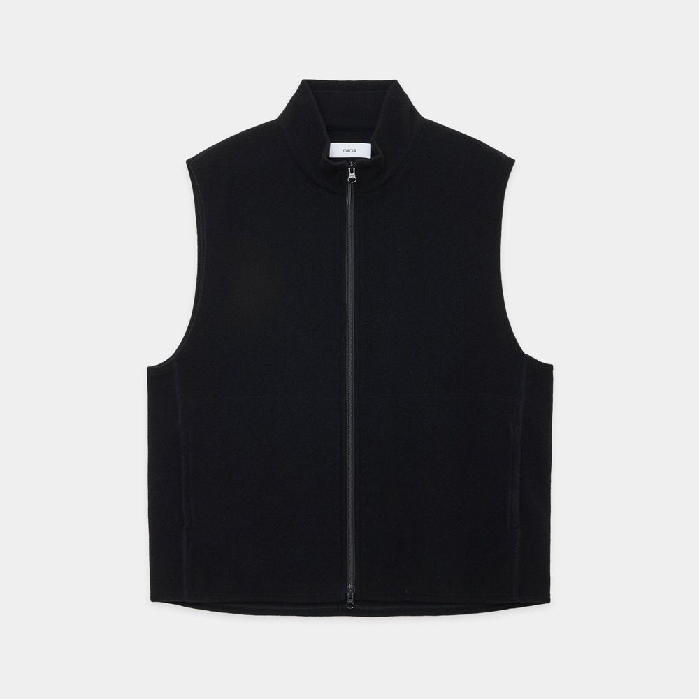 ZIP UP VEST - BLACK / スーパー130s ウールナッピング - ジップアップベスト / M25D10CS03A
