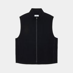 ZIP UP VEST - BLACK / スーパー130s ウールナッピング - ジップアップベスト / M25D10CS03A