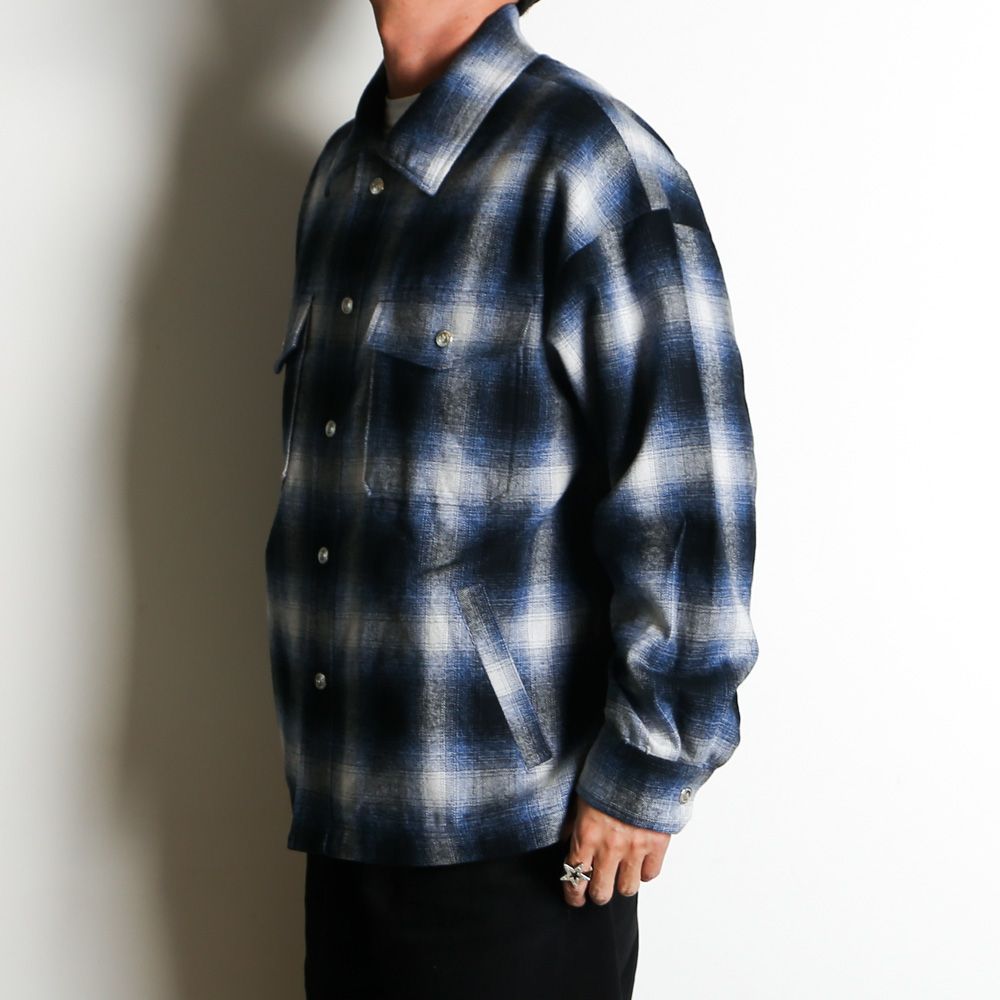 flannel check JK - BLUE / フランネルチェック CPOジャケット / RC38-JK-007