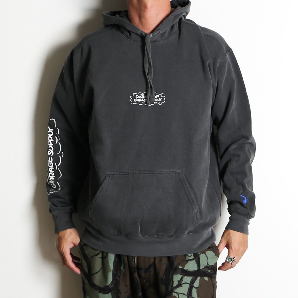 RUNNING LOGO HOODIE - ASH BLACK / プルオーバーパーカー