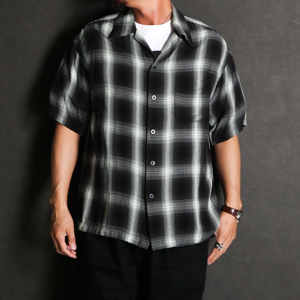 Rayon Dobby Plaid S.S Open Collar SH - BLT / 2604-5004