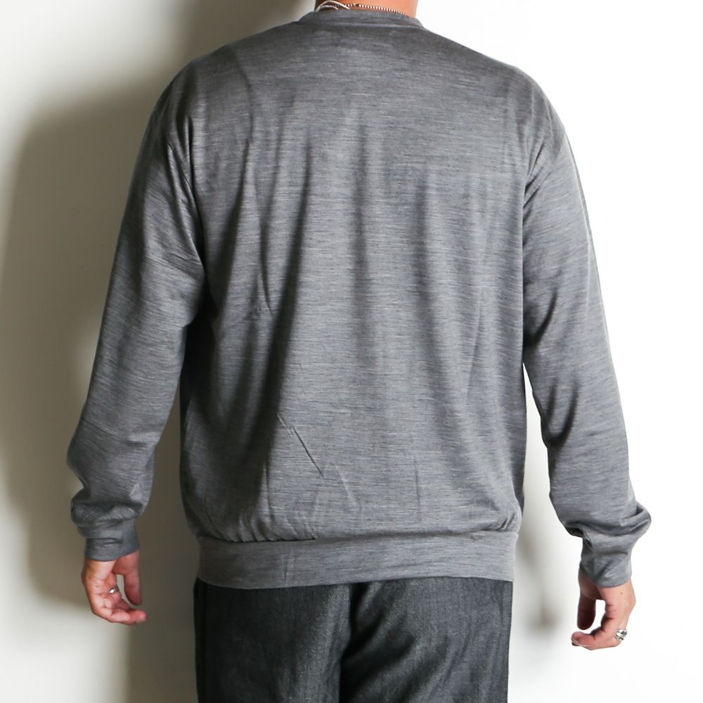 CREW NECK - TOP GRAY / ウォッシャブルウール天竺 - クルーネック / M25C21CS02C