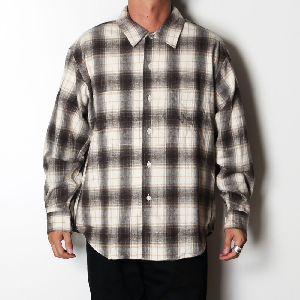 Ombre Check Flannel Shirt - Natural × Brown / オンブレチェックフランネルシャツ / SN-628A