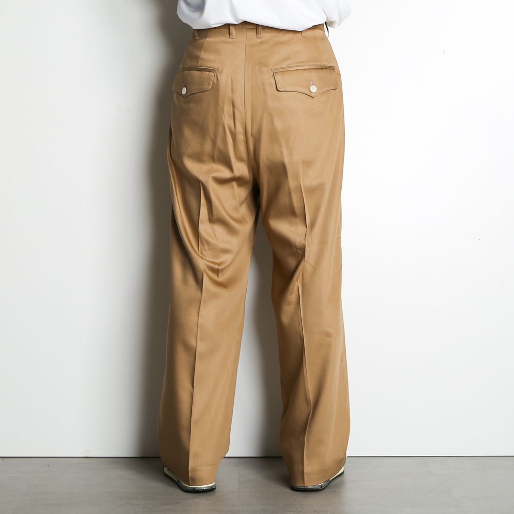 【ラスト1点-サイズS】 1 tuck wide trouser - Rayon poly gabardine / 1タックワイドトラウザー ギャバジン / SN-413B