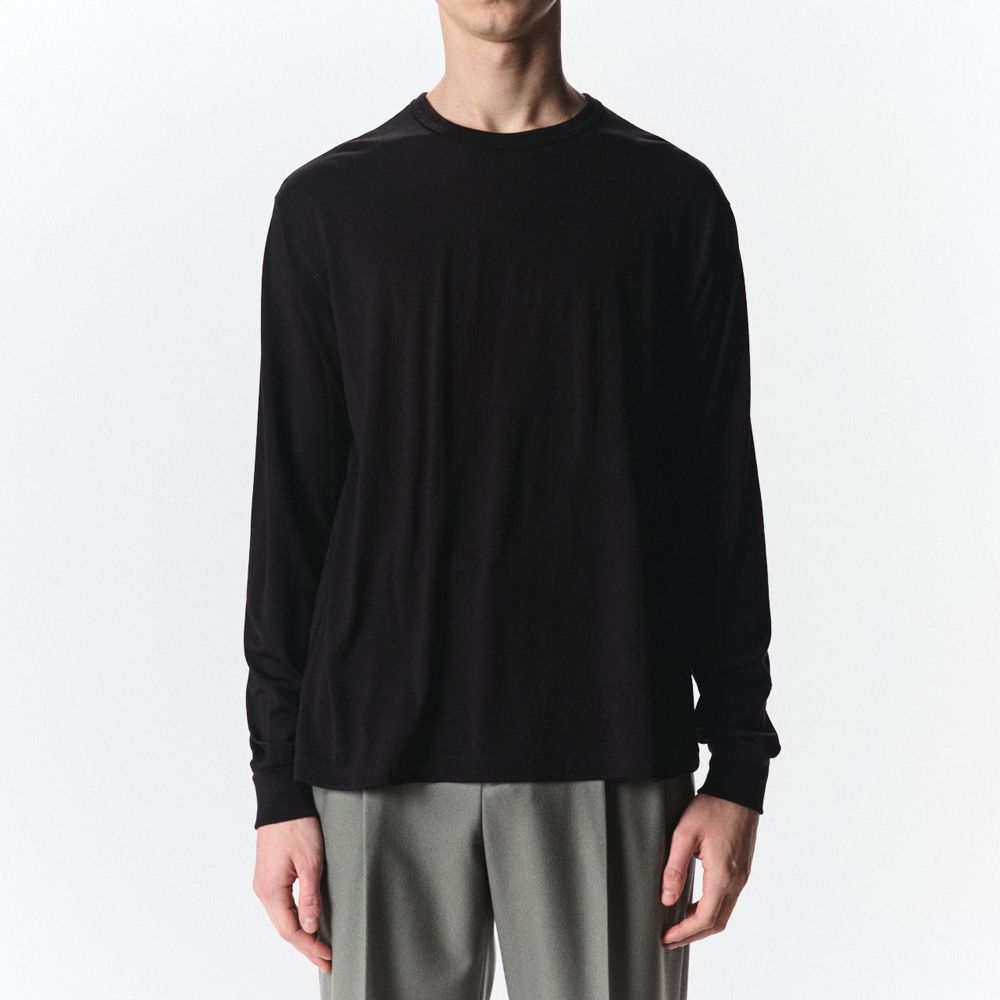 Relaxed Fit L/S Tee - Black / スーパー160sウール 防縮天竺 - リラックスドフィットL/S Tee / A26C12CS01C