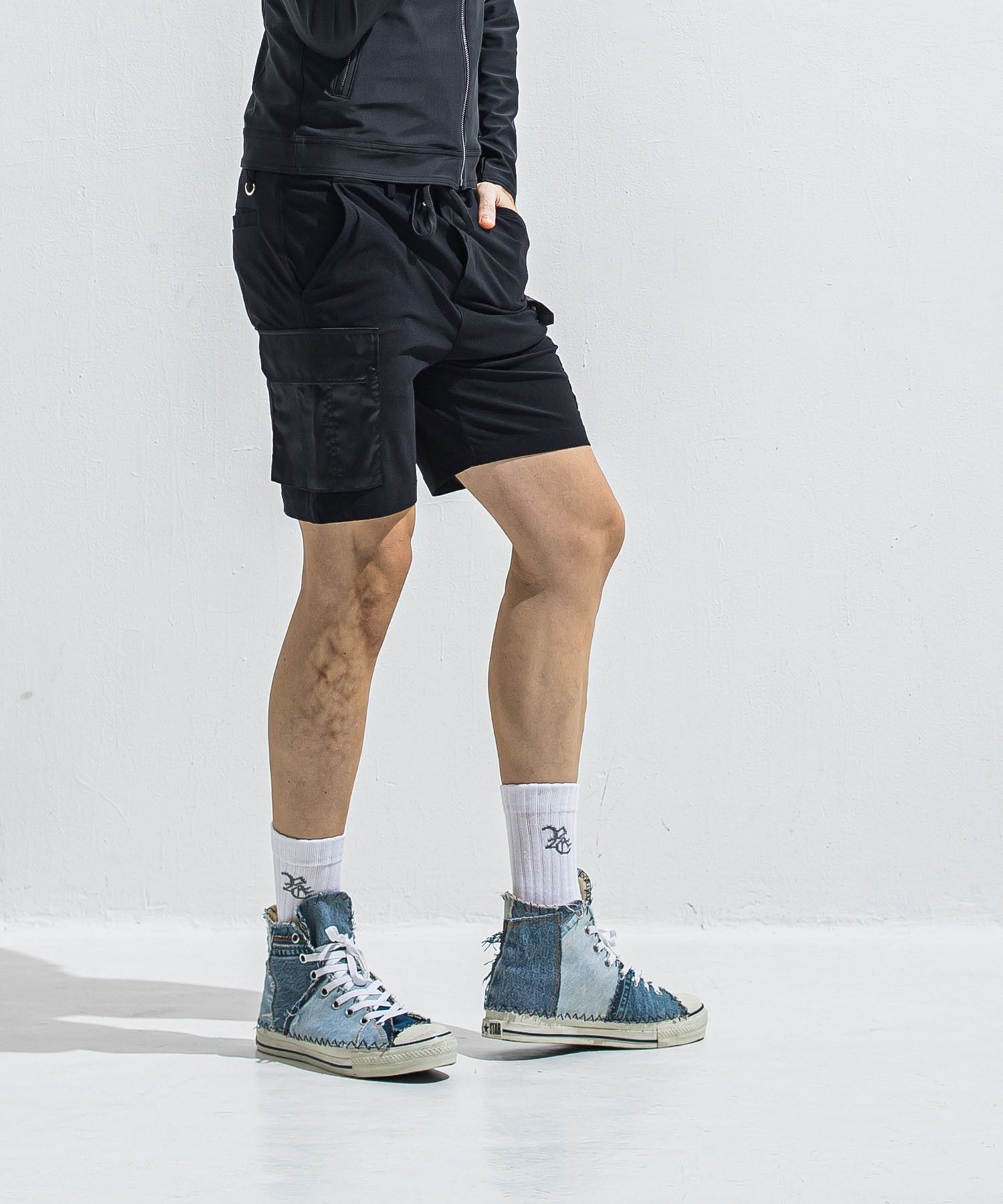 DARRELL CARGO SHORTS - BLACK / カーゴ ショートパンツ / RC40-HP-005
