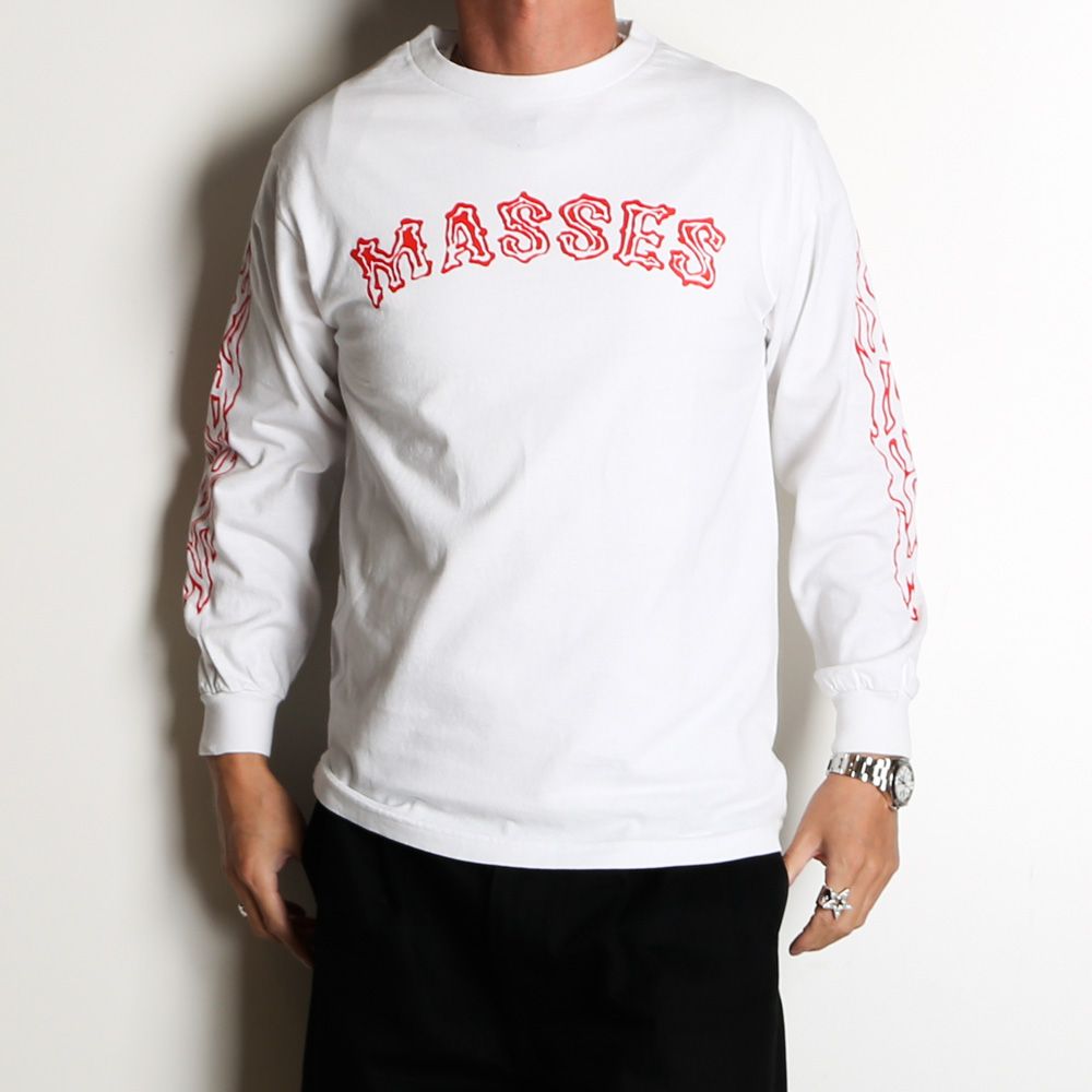 MASSES - T-SHIRT L/S TWIN SKULL - White / ロングスリーブ Tシャツ