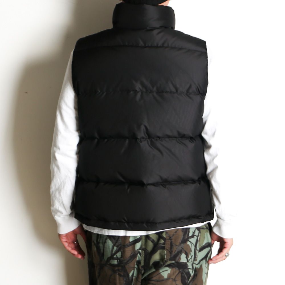 SILK DOWN VEST - BLACK / シルクタフタ - シルクダウンベスト / A25C17BL01A
