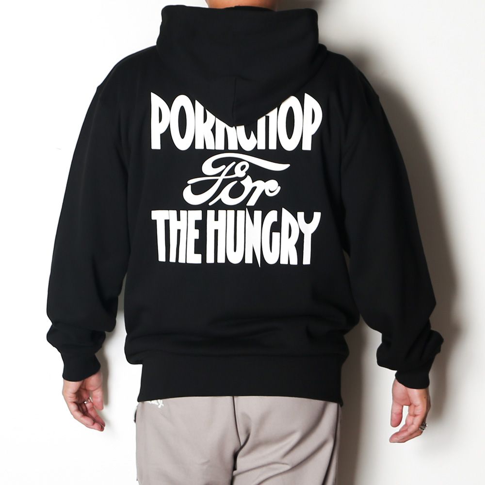 HUNGRY ZIP UP HOODIE - BLACK / ジップアップパーカー